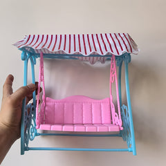 Pink Striped Canopy Mini Doll Swing Decoration