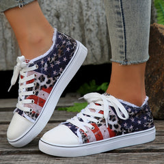 Women's Star Pattern Canvas Shoes Casual Lace Up Lightweight Low Top Shoes