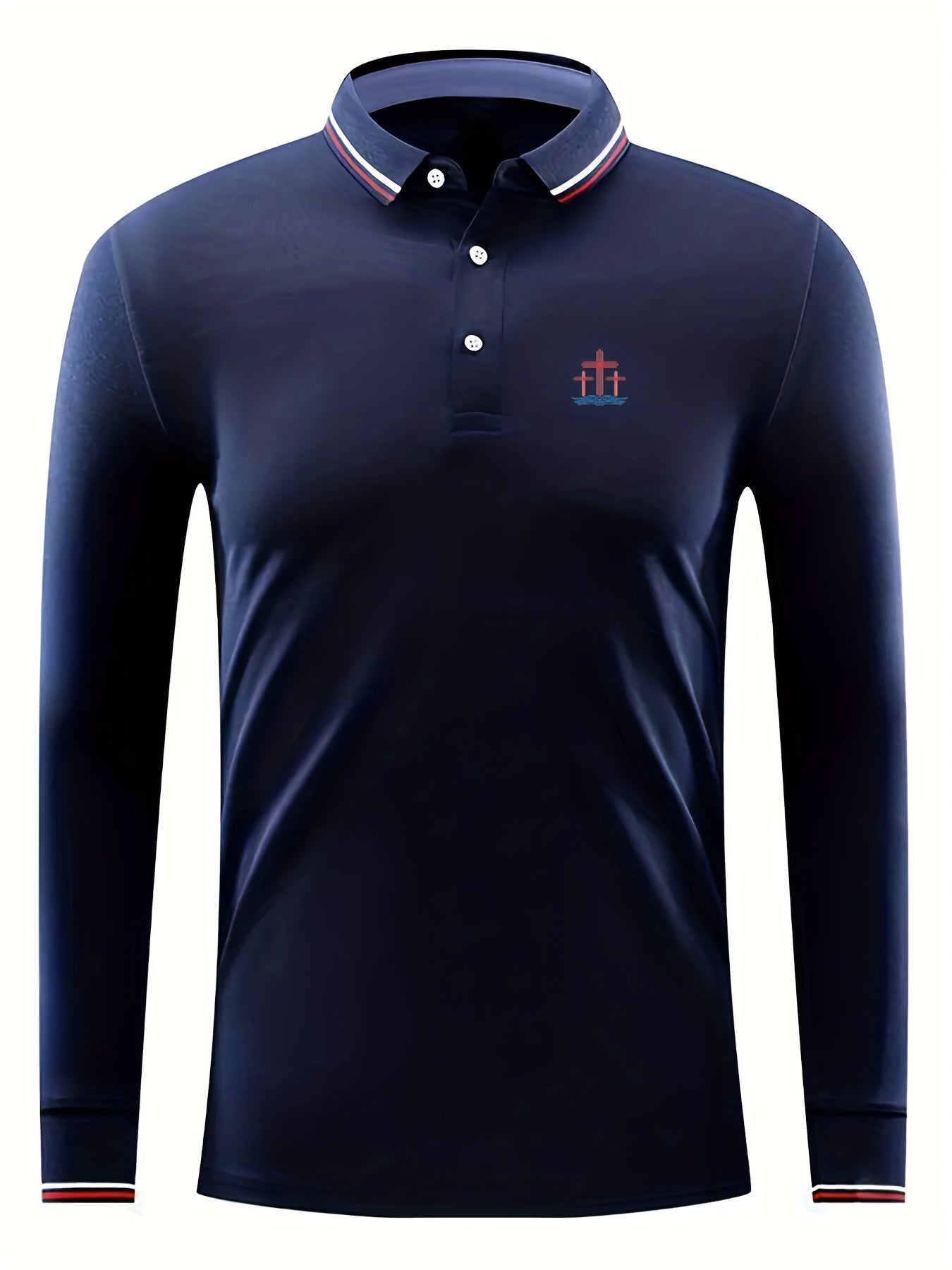 Men's Cross Print Long Sleeve Shirt Casual Stretch Button Up Top