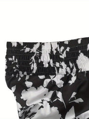  Floral Print Tie Front High Rise Wide Leg Pants