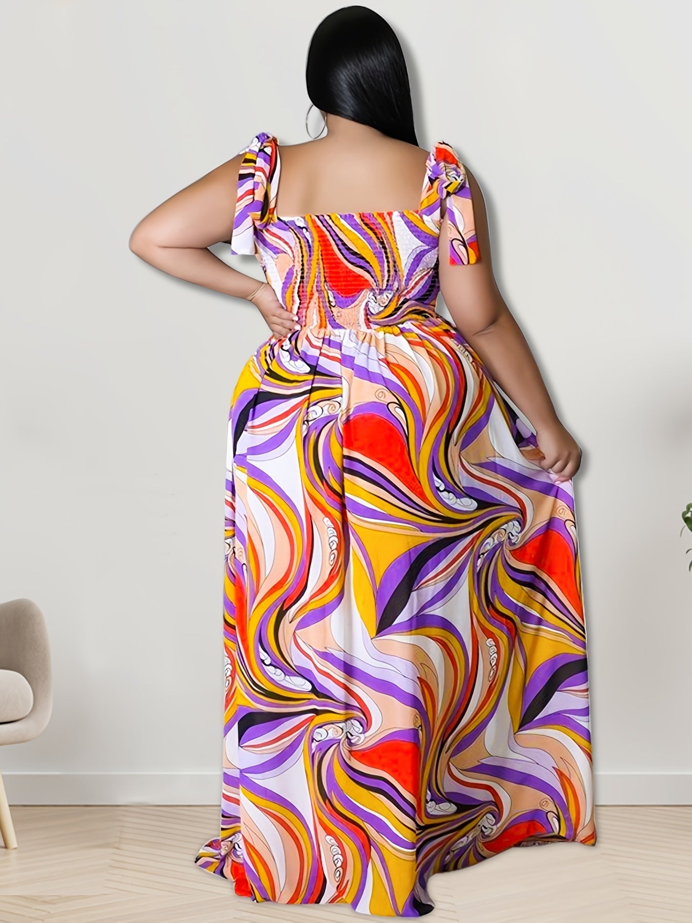  Off Shoulder Shirred Maxi Dress Women's Plus Medium Stretch