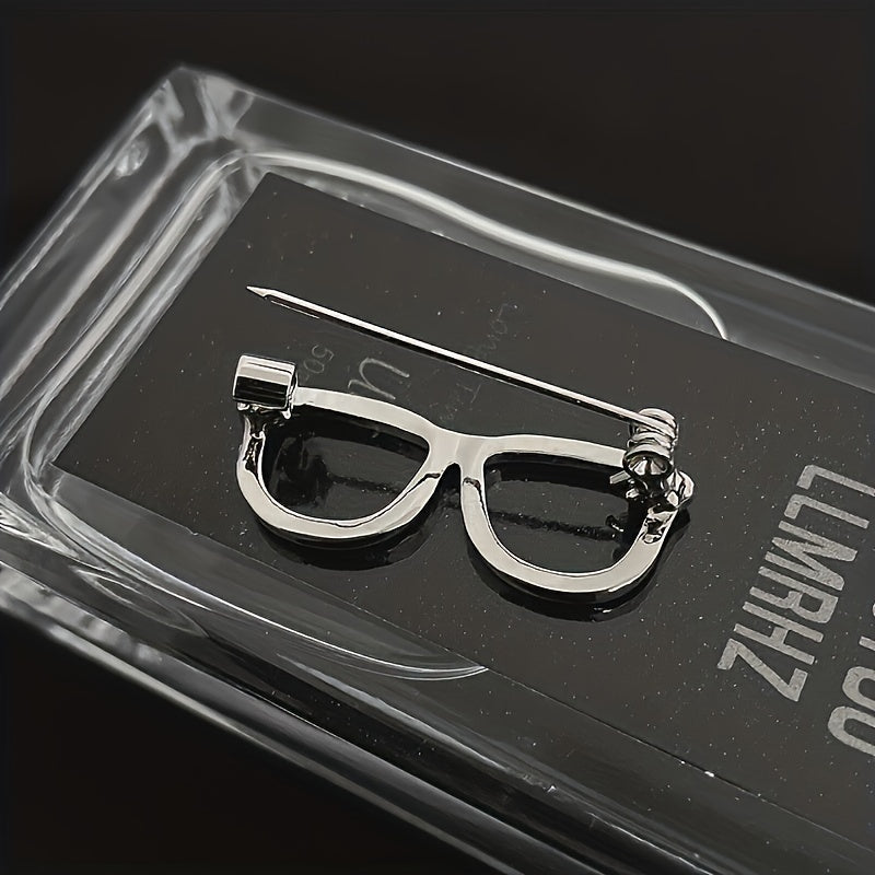 Men's Portable Hollow Out Glasses Frame Pin Mini Glasses Pin