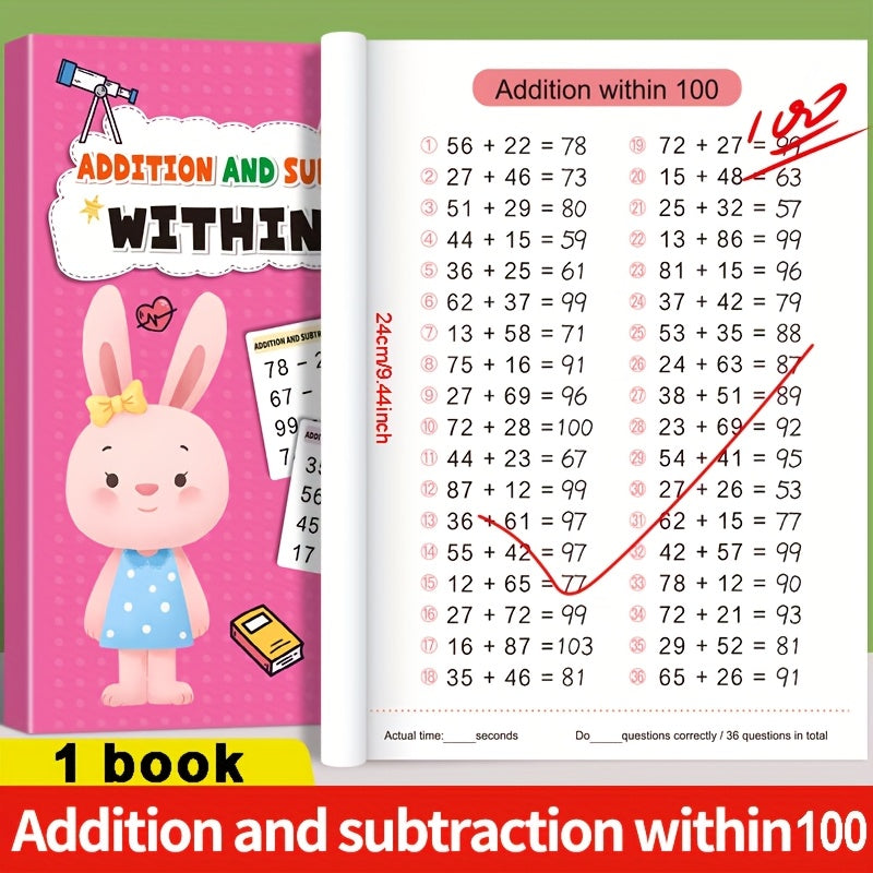 Addition & Subtraction Workbook Daily Math Practice for Kids Education Learning
