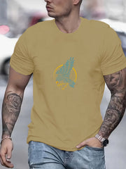 Eagle Print Men's Graphic Crew Neck Active Tshirt