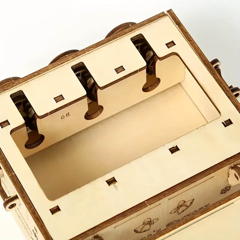 3D Wooden Puzzle Treasure Chest Brain Teaser Model Building Kit