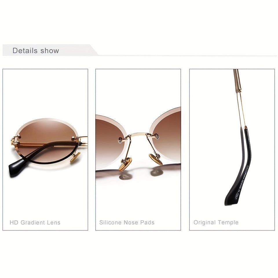 WIMN Oval Sunglasses Men Rimless Men Sun Glasses Vintage Alloy Frame