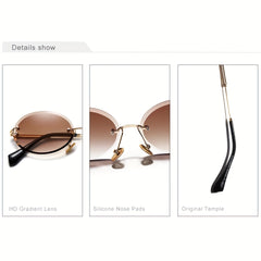 WIMN Oval Sunglasses Men Rimless Men Sun Glasses Vintage Alloy Frame