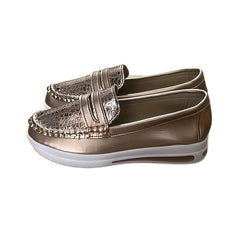 Women's Platform Slip-on Loafers Round Toe Soft Sole Shoes