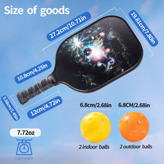 Portable Pickleball Paddle Set for Adults with 2 Rackets, 4 Balls, Bag