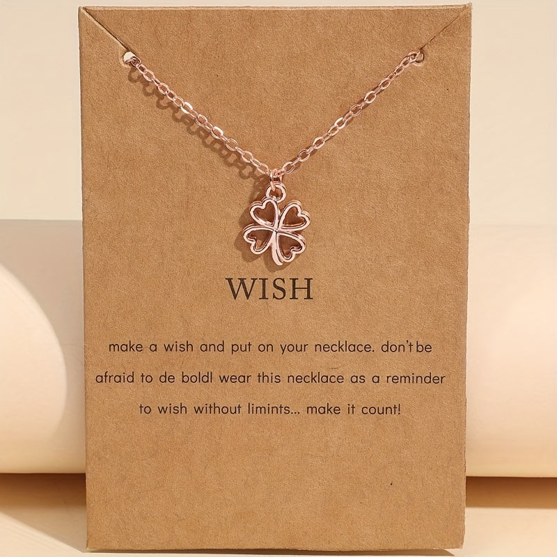 Lucky Clover Pendant Necklace Small Flower Chain Necklace