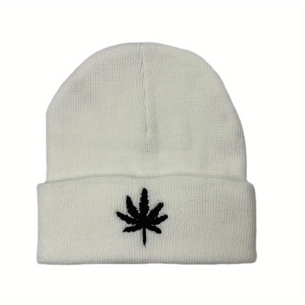 Leaf Embroidery Unisex Warm Hat Windproof Beanie