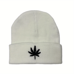 Leaf Embroidery Unisex Warm Hat Windproof Beanie