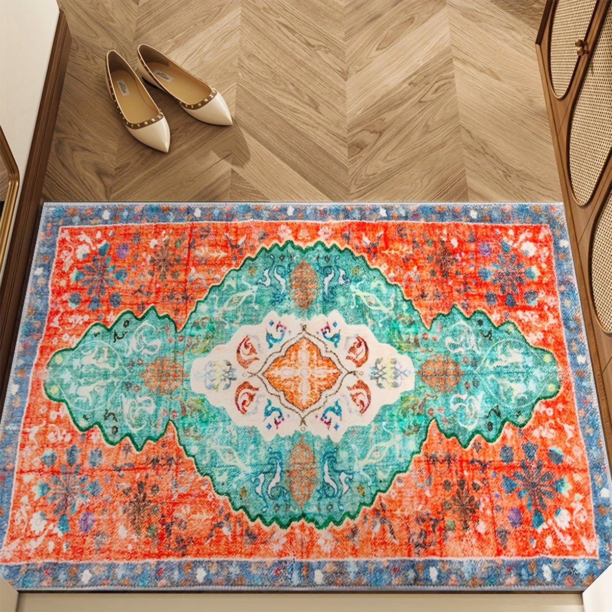 Red Persian Area Rug Retro Cashmere Carpet