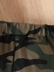 Boys Dino & Letter Print Short Sleeve T-shirt & Camo Shorts Set