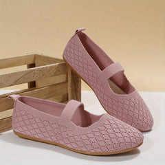 Women's Knit Flat Shoes Comfy Slip On Mary Jane Casual Flats