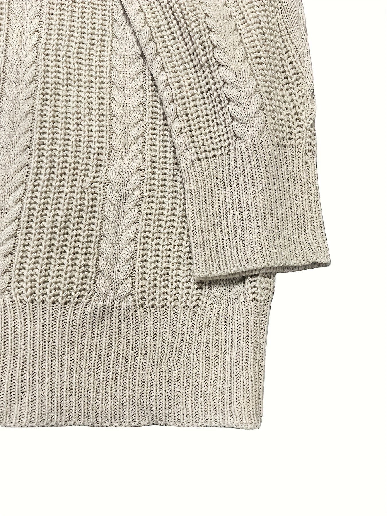  Solid Cable Long Sleeve Open Front Knit Cardigan