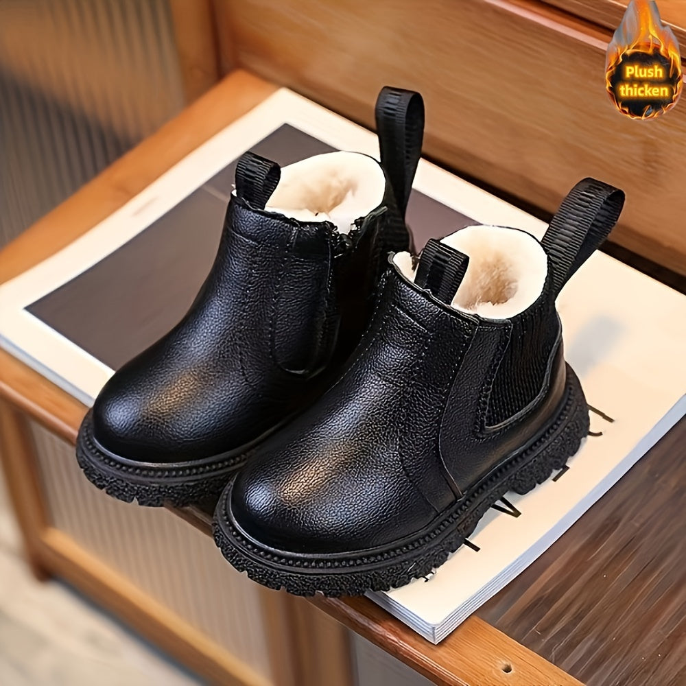 Unisex Kid's High Top Snow Boots Warm Plush Lining Comfy Non Slip Thermal Shoes