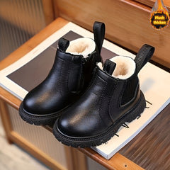 Unisex Kid's High Top Snow Boots Warm Plush Lining Comfy Non Slip Thermal Shoes