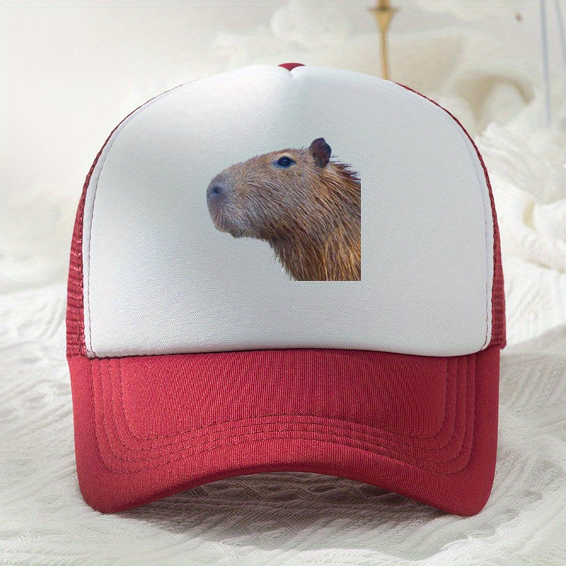 Capybara Print Baseball Cap Mesh Trucker Hat