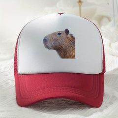Capybara Print Baseball Cap Mesh Trucker Hat