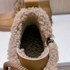 Women's Retro Warm Snow Boots Lace Up Casual Flat Boots