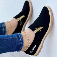 Solid Side Zipper Flat Casual Sneakers Slip On Pump Running Shoes