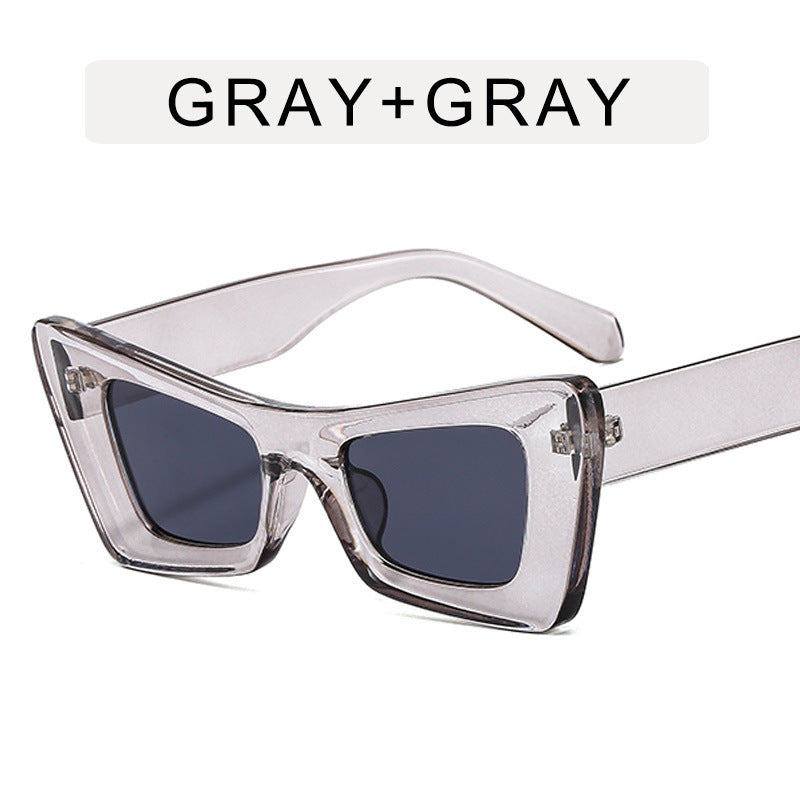 Cat Eye Wide Temple Sunglasses Triangle Glasses Concave Hip Hop Sunglasses