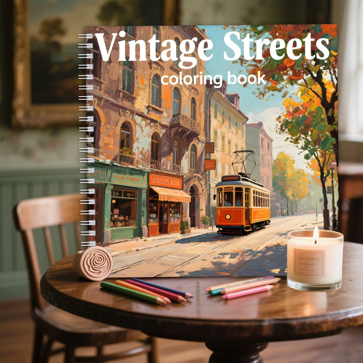 Adult Relaxation Coloring Book - Retro Street Theme