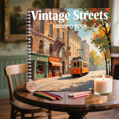 Adult Relaxation Coloring Book - Retro Street Theme