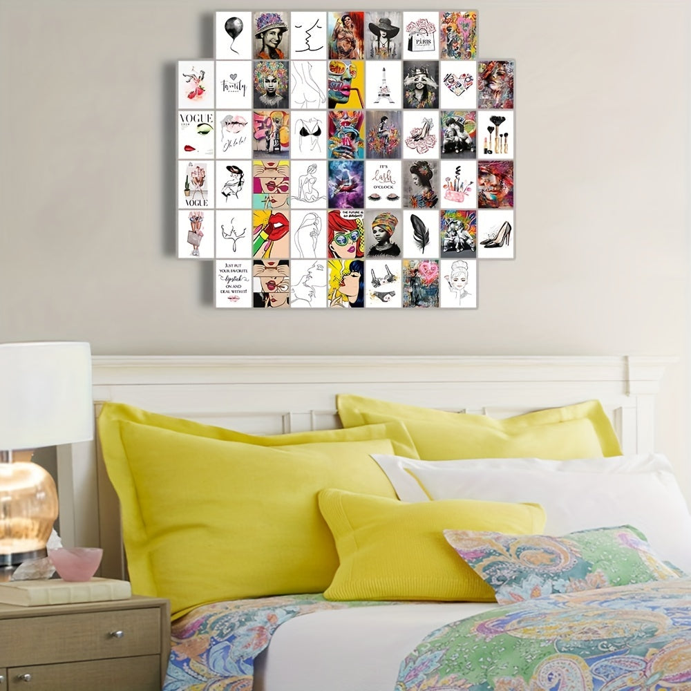 50pcs DIY Graffiti Art Collage Postcard Set for Bedroom & Living Room Decor