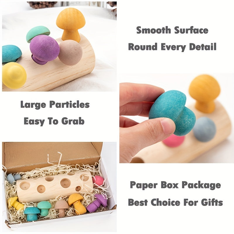 Wooden Macaroon Mushroom Toy for Babies
