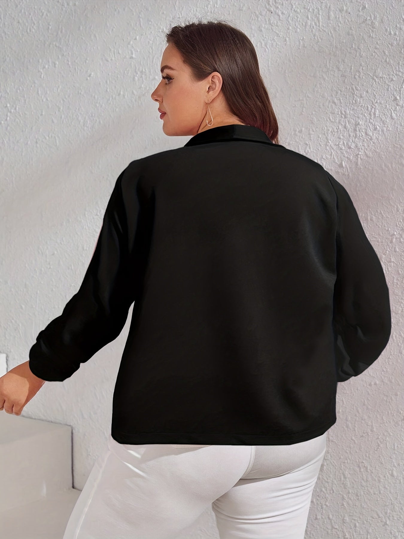  Solid Long Sleeve Open Front Blazer
