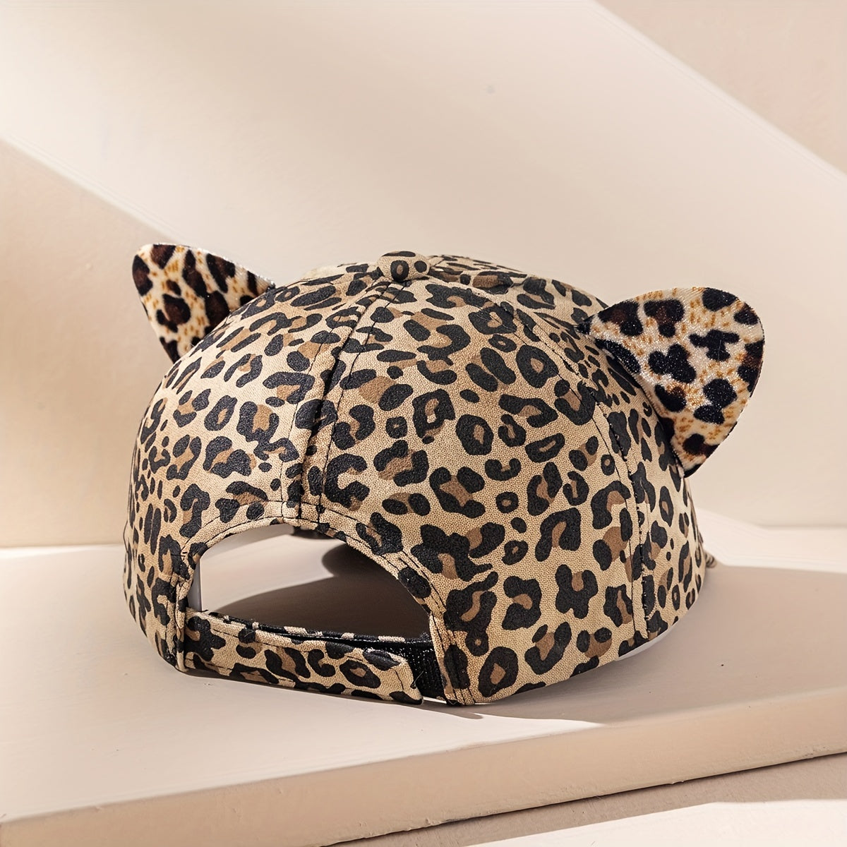 Leopard Baseball Cap Cat Ears Cartoon Dad Hat Lightweight Adjustable Sun Hats