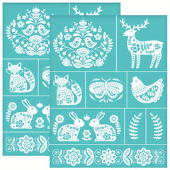 2pcs Folk Art Self Adhesive Silk Screen Printing Stencil