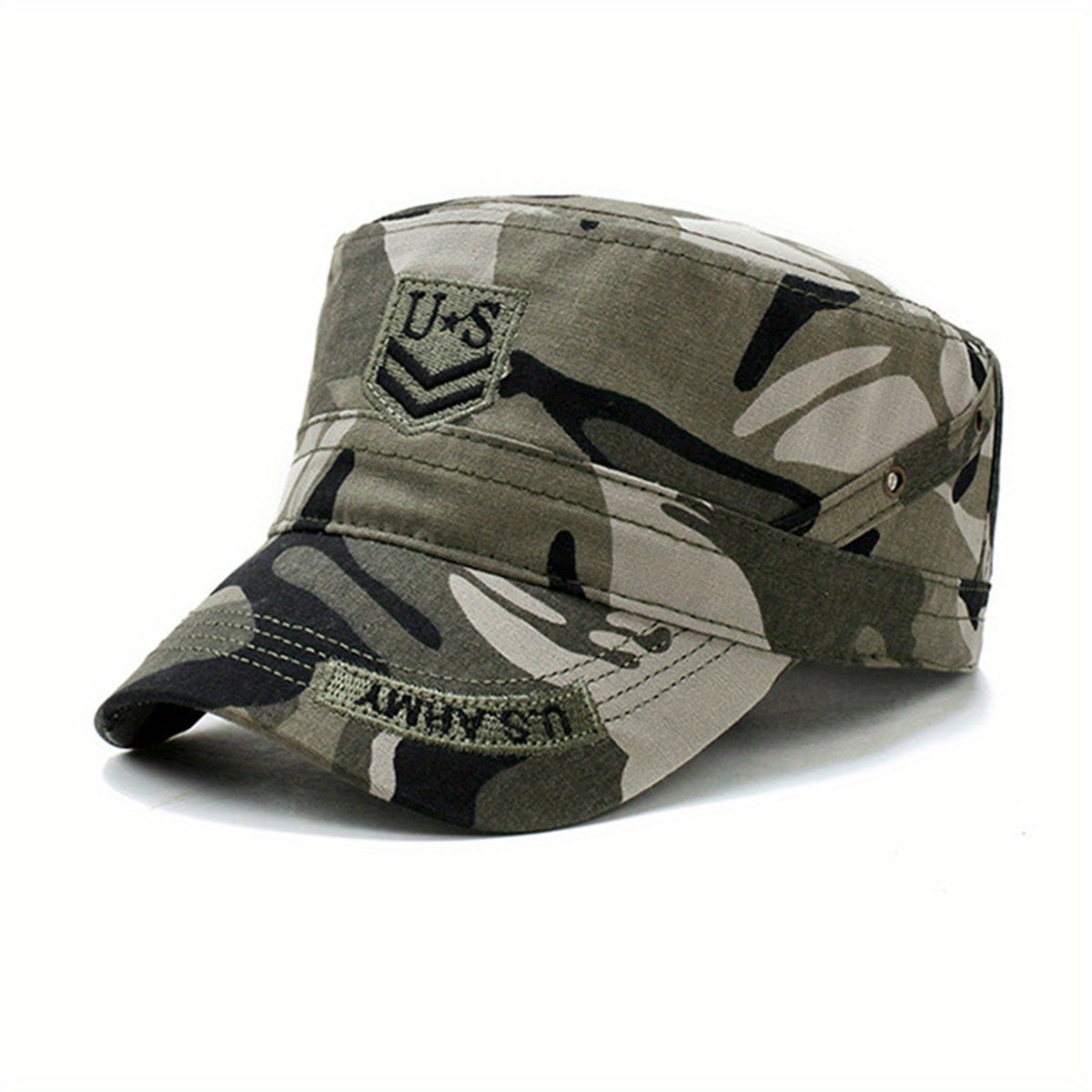 US Army Embroidered Flat Hat Camo Military Flat Cap