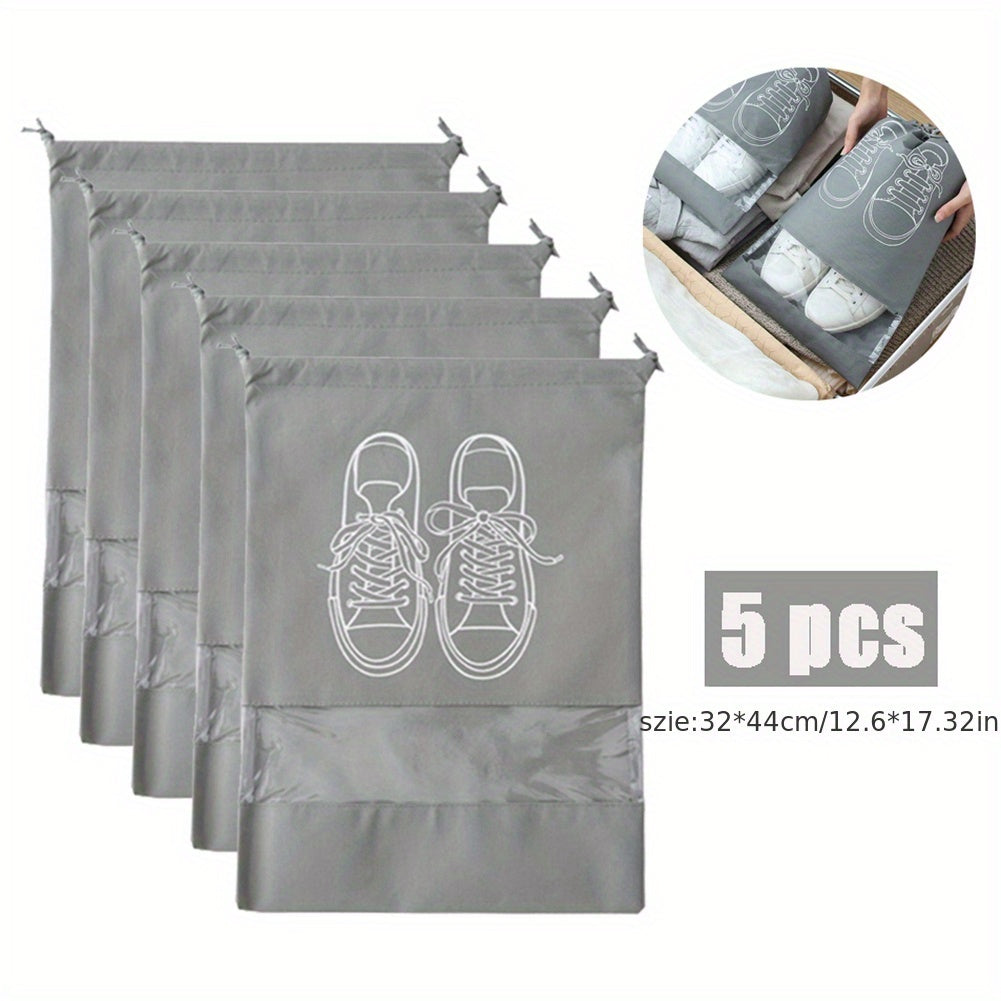 5pcs Waterproof Shoe Bags Travel Storage Pouch Organizer with Window