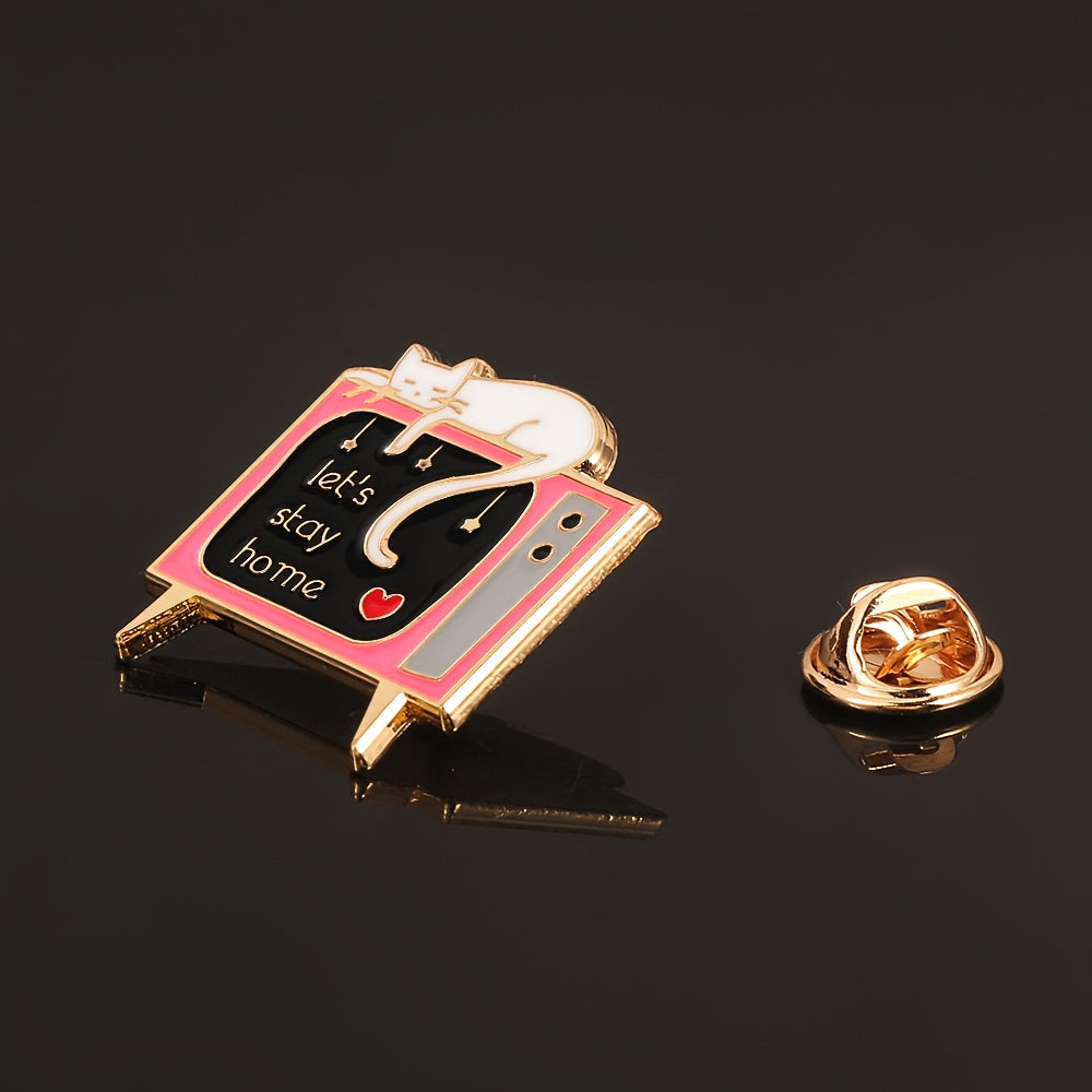 Creative Kitten TV Brooch Enamel Pin Anti-Exposure Waist Backpack Accessory