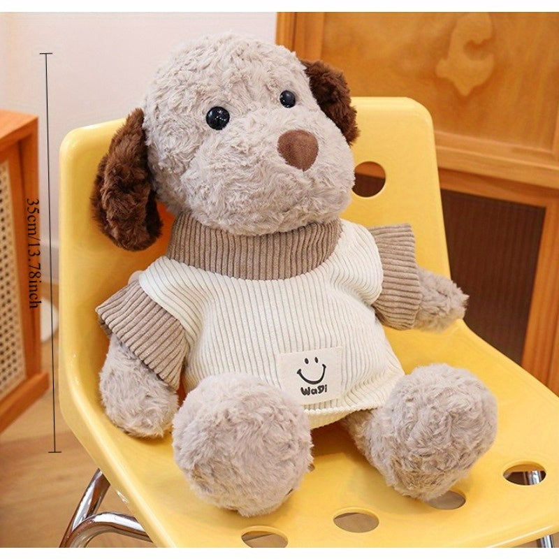 Stray Dog Plush Toy Brown & Beige Outfit Red Bow Tie