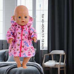 Bright Pink Dinosaur & Red Unicorn Doll Jacket with Zipper Closure