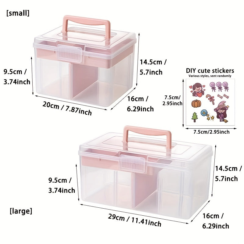 Portable 2 Tier Sewing & Knitting Supplies Storage Box with Removable Tray