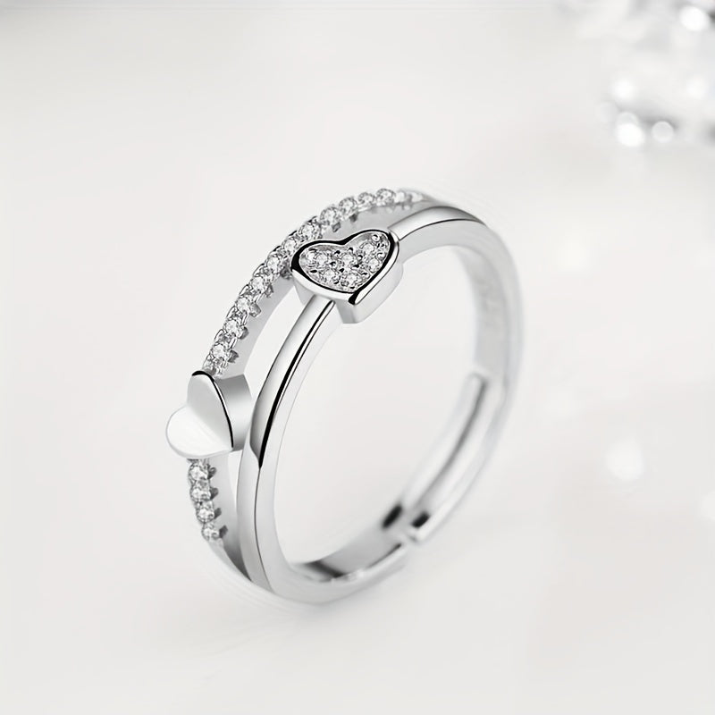 Men's Heart Faux Diamond Ring Open Ring Jewelry