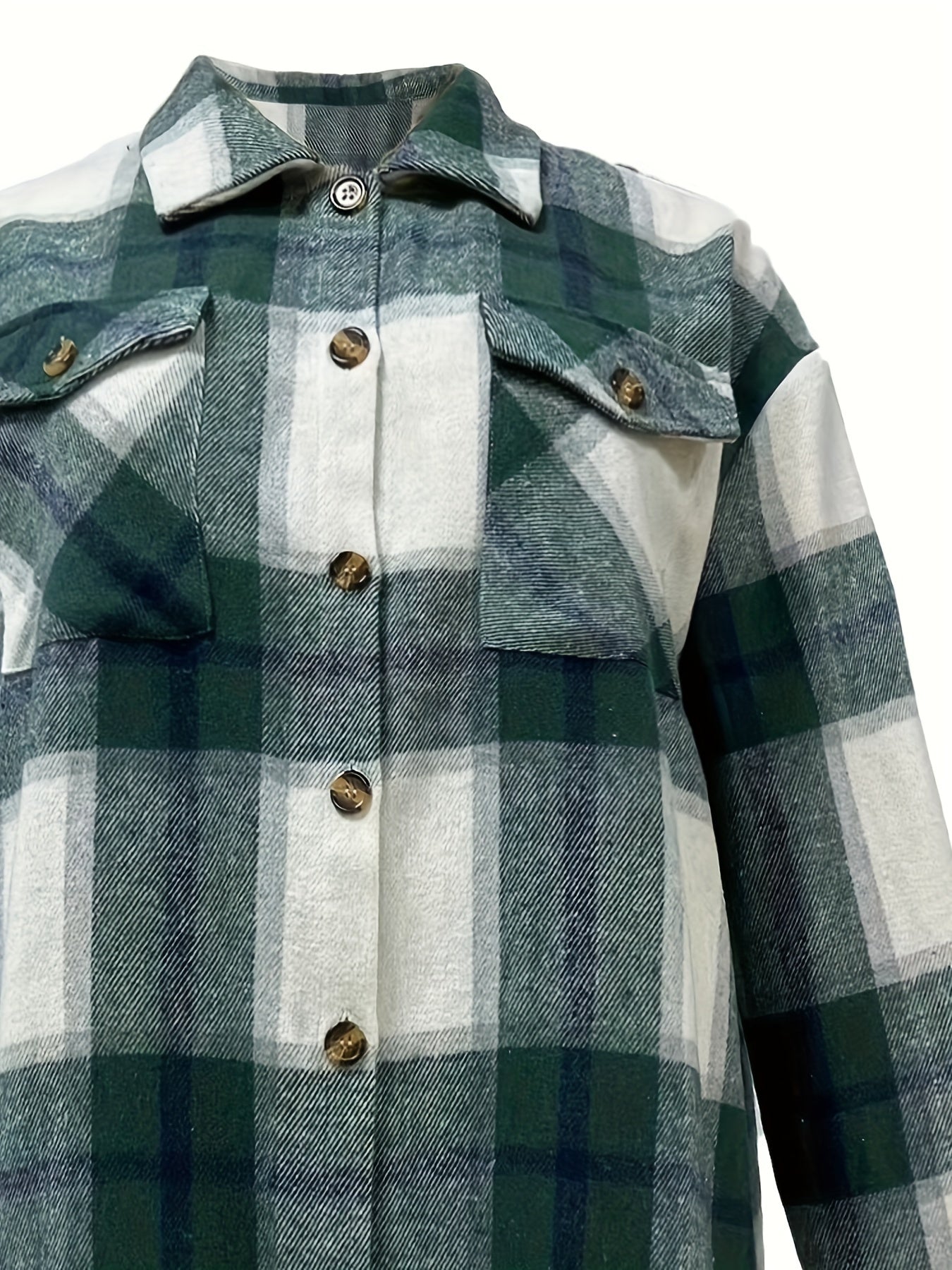  Plaid Print Long Sleeve Tunic Shirt Top