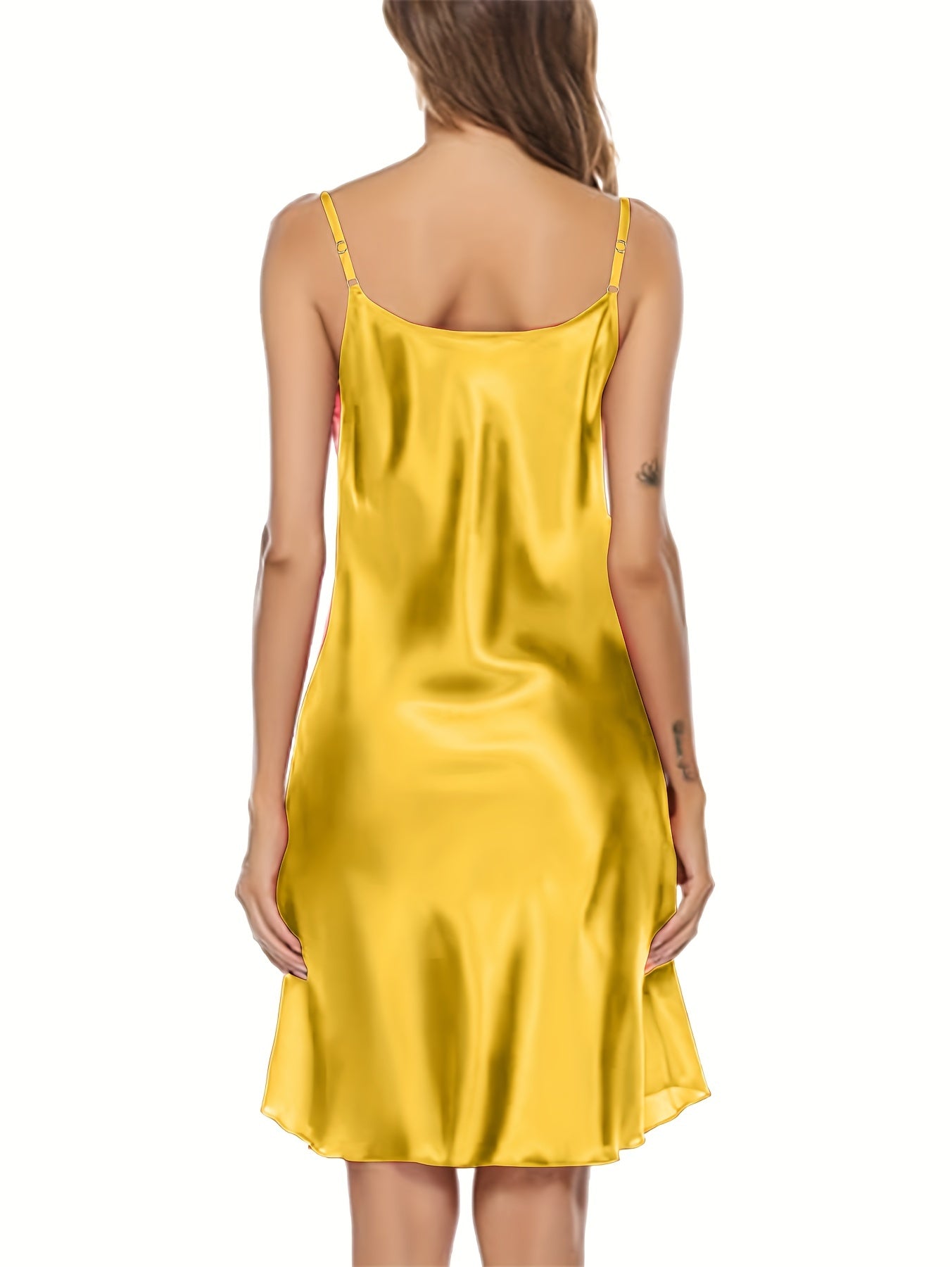 Satin Slip Nightdress V-Neck Spaghetti Strap Sleep Dress