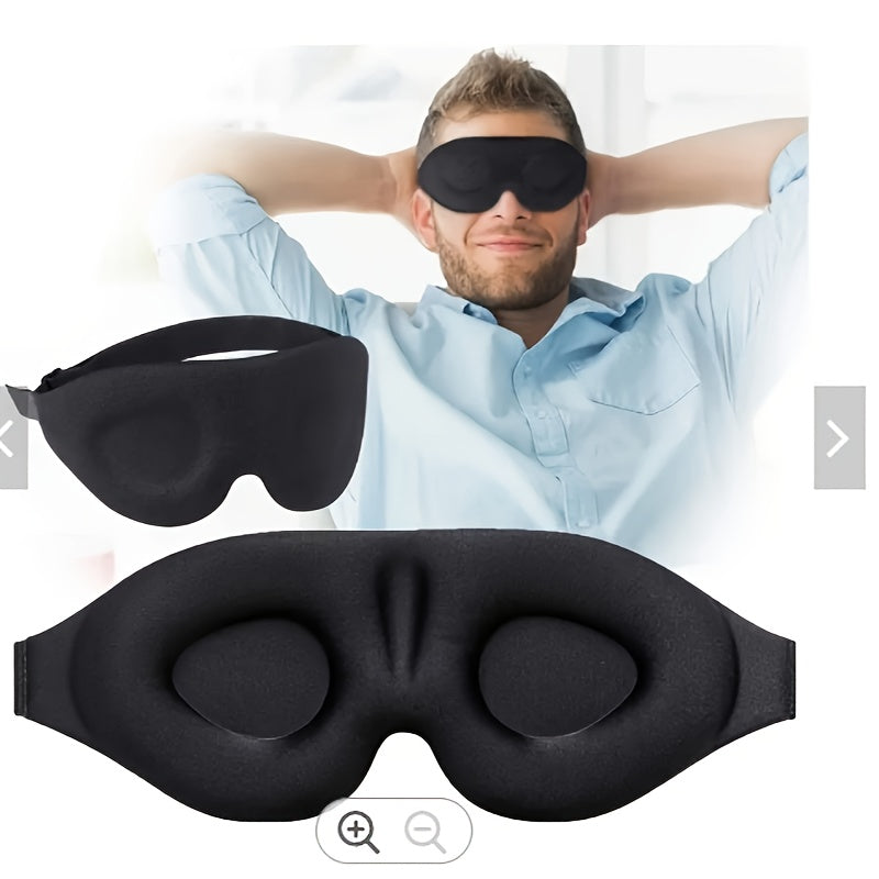 Soft Blackout Sleeping Eye Mask 3D Contoured Blindfold Adjustable Strap