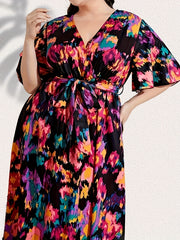  Boho Butterfly Sleeve Maxi Dress With Belt