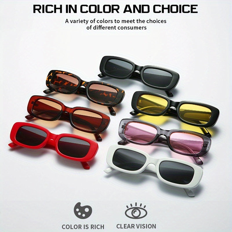 OOLVS Retro Rectangle Sunglasses Men Small Square Sun Glasses UV Protection