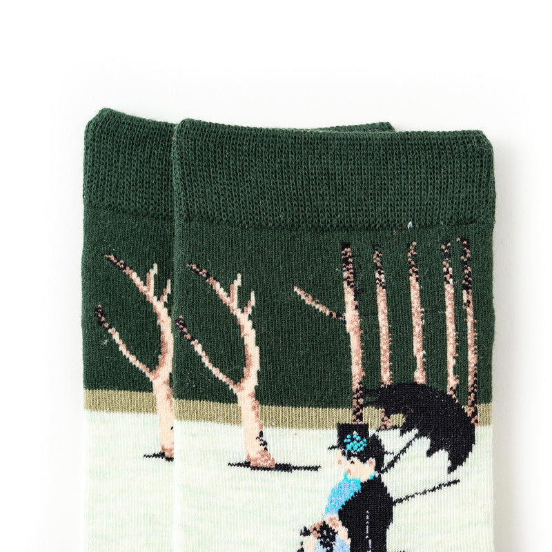 7 Pairs Women's Crew Socks Colorful Artistic Fun Socks