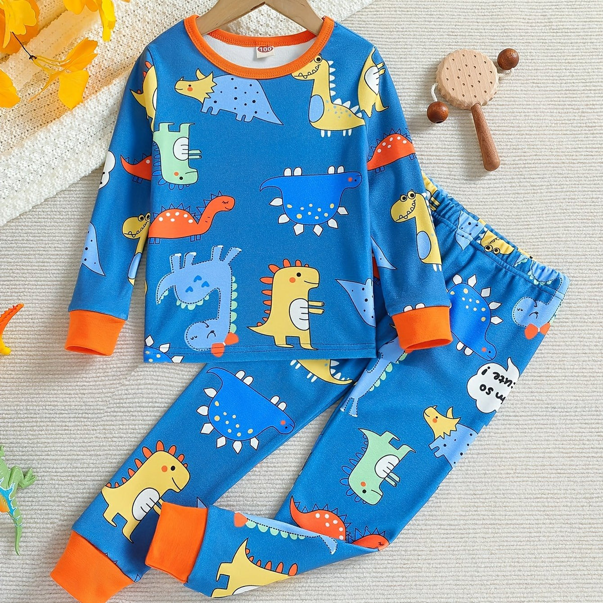 Dinosaur Pattern Kid's Pajamas 2pcs Set Soft Comfy PJ Set
