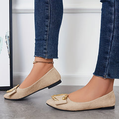 Metallic Decor Ballet Flats Soft Sole Slip On Shoes
