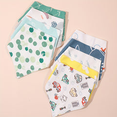 Assorted Cartoon Print Baby Bibs for Boys Girls, Pack of 2, 3, or 5